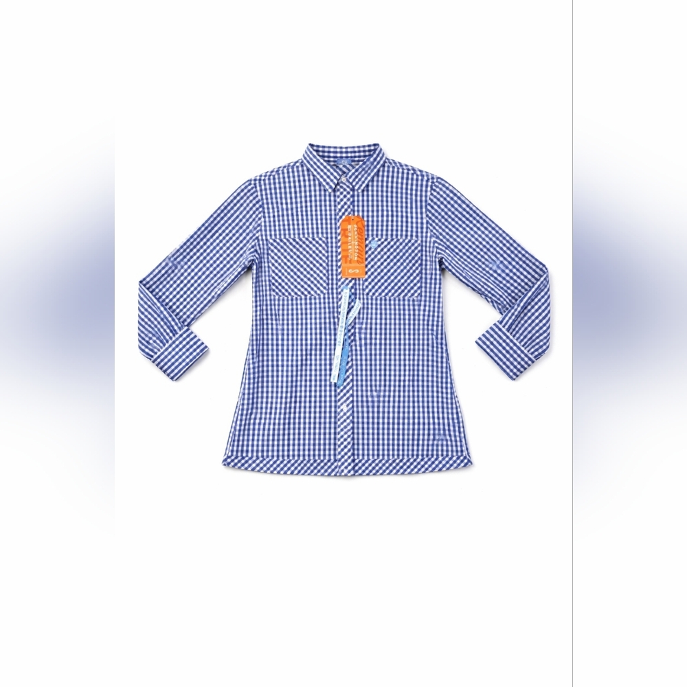 Nwt - Penningtons Blue & White Gingham Button-Up Shirt | Women’s Small |